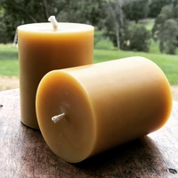 100% Beeswax Pillar Candle 10cm high (75mm), 70 hour burn time