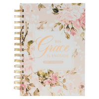 Journal: His Grace is Enough Blush Pink Floral (2 Cor. 12:9)