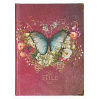 Journal: Be Still Pink Butterfly With Metal Corners