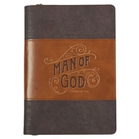 Classic Journal with Zipper - Man of God 1 Tim. 6:11, Brown