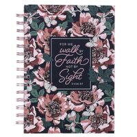 Journal: For We Walk By Faith Not By Sight Navy/Pink Floral