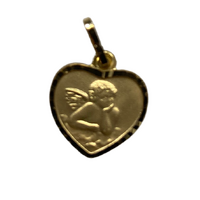 9ct Gold Medal Angel Heart 10mm