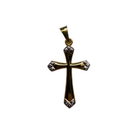 9ct Gold Cross w/White Gold Pattern Tips 26.5mm