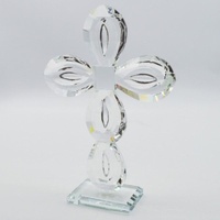 Crystal Diamond Cut Angled Glass Standing Cross