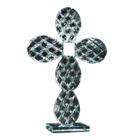 Crystal Diamond Cut Angled Glass Standing Cross