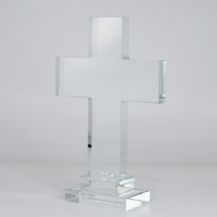 Crystal Diamond Cut Straight Glass Standing Cross