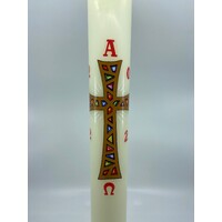 Candle Paschal 18x2" White with Cross & Numbers