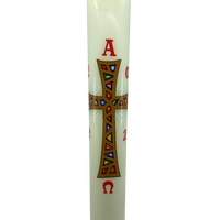 Candle Paschal 24x2" White with Cross & Numbers