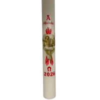 Candle Paschal 24x3" White with Alleluia & Numbers