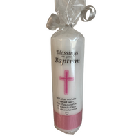 Baptism Blessing Candle - Pink