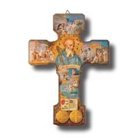 St Benedict Cross with Pictures Gold Foiled Large - 245 x 175mm