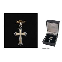 Sterling Silver Cross Two Tone - 25mm x 15mm