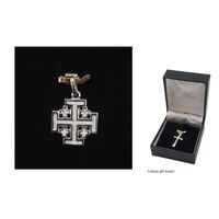 Sterling Silver Cross Jerusalem - 16mm x 16mm