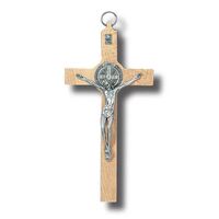 St Benedict Crucifix Light Wood - 200 x 100mm