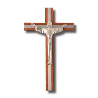 Crucifix Wooden Wall Metal Inlay Risen Christ Corpus - 300 x 185mm