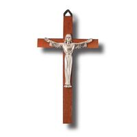 Crucifix Wooden Wall Risen Christ Metal Corpus - 170 x 100mm