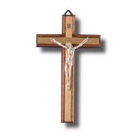 Crucifix Metal Inlay Dark Wood - 200 x 120mm