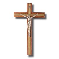 Crucifix Metal Inlay Dark Wood - 250 x 150mm
