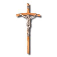 Wood Crucifix Olive Curved - 300 x 140mm