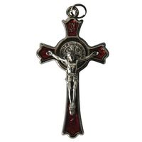 St Benedict Crucifix Red Enamel - 50 x 30mm