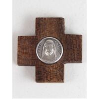 Wooden Cross with Mary MacKillop Medal