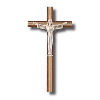 Crucifix Wooden Wall Risen Christ Metal Corpus - 250 x 130mm