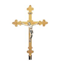 Processional Crucifix and Pole Gold with Silver Corpus