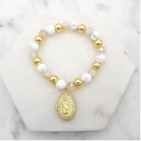 Bracelet w/CZ Mary & Howlite Crystal