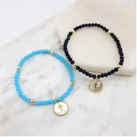 Bracelet (Blue) w/Mother of Pearl Cross