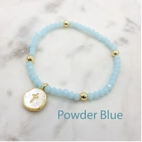 Bracelet (L/Blue) w/Mother of Pearl Cross