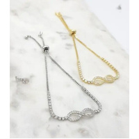 Silver Bracelet w/CZ Infinity Charm Adjustable