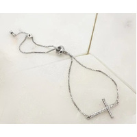 Bracelet w/Silver CZ Cross