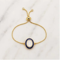 St Benedict Gold Bracelet Charm - Blue