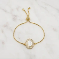 St Benedict Gold Bracelet Charm - White