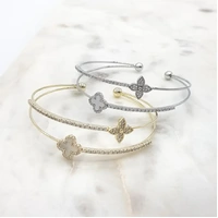 Bangle w/Clover & Silver Cross