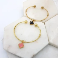 Bangle Gold w/Clover Pink