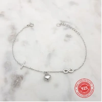 Sterling Silver Bracelet w/Cross, Heart and Infinity