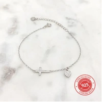 Sterling Silver CZ Bracelet w/Cross