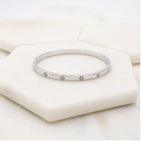 Bangle Stainless Steel w/Flower CZ