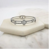 Bangle Stainless Steel w/Silver Clover