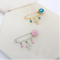 Baby Cross Charm Silver - Pink