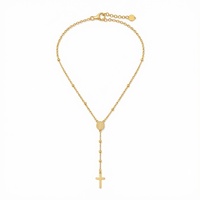 FGold Stainless Steel Rosary Necklace