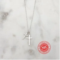 Sterling Silver Crosses Necklace w/Zirconia