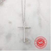 Sterling Silver Crosses Necklace w/Zirconia
