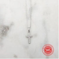 Sterling Silver Cross Necklace w/Zirconia