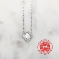 Sterling Silver Clover Necklace w/Zirconia