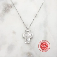 Sterling Silver Mother of Pearl Cross Necklace