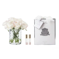 Pink Blush Roses Buds Perfumed Flower - Herringbone Vase