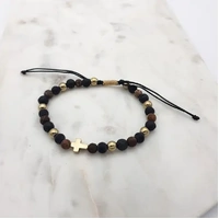 Bracelet w/Black Agate Crystal Beads