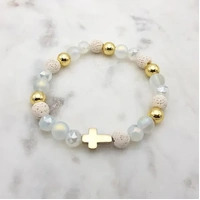 Bracelet w/Gold-Volcanic Beads